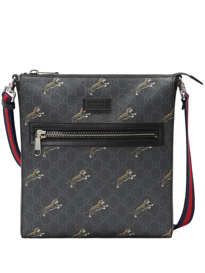 Gucci Gg Supreme Messenger With Tigers - Black