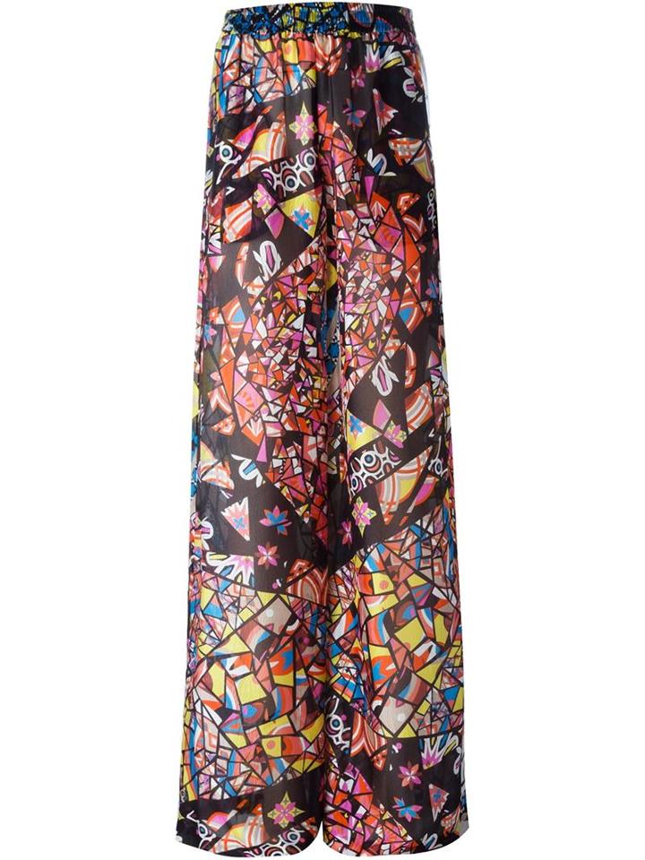 Emilio Pucci Printed Wide Leg Trousers, Women's, Size: 42, Silk