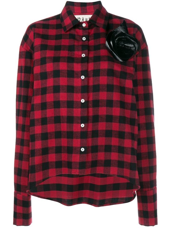 A.w.a.k.e Checked Shirt, Women's, Size: Medium, Red, Cotton