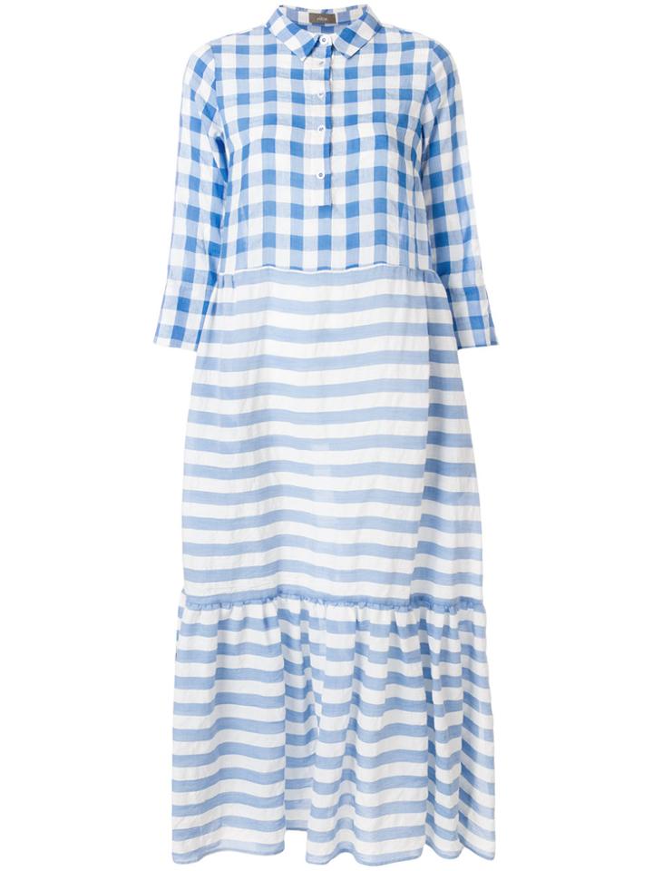 Altea Check And Striped Dress - Blue