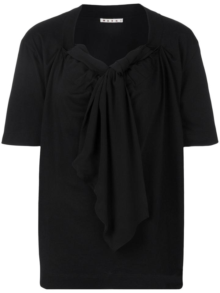 Marni Draped Neck Tie T-shirt - Black