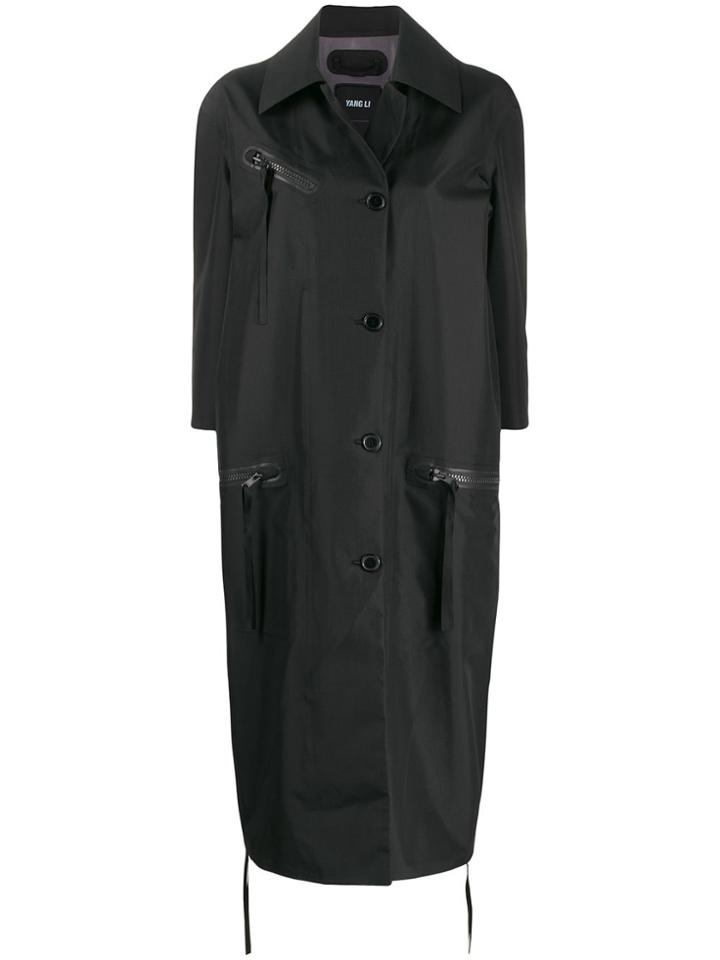 Yang Li Zip Pocket Single-breasted Coat - Black