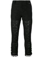 Twin-set - Pom Pom Cropped Trousers - Women - Cotton/polyamide/polyester - 44, Black, Cotton/polyamide/polyester