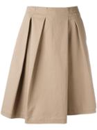 Jil Sander Pleated A-line Shorts, Women's, Size: 38, Nude/neutrals, Cotton/spandex/elastane