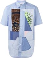 Junya Watanabe Comme Des Garçons Man Shortsleeved Patchwork Shirt, Men's, Size: Small, Blue, Cotton