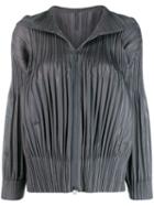 Pleats Please By Issey Miyake Pleated Zip-up Jacket - Grey