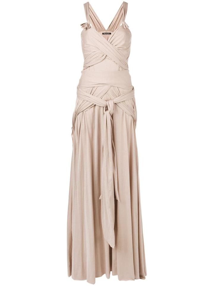 Balmain Sleeveless Tied Style Gown - Neutrals