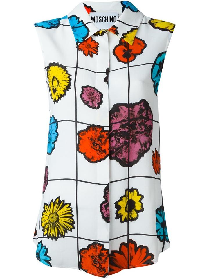 Moschino Floral Print Sleeveless Blouse