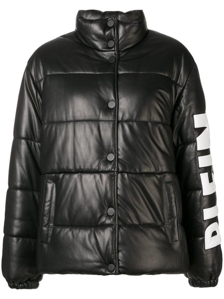 Philipp Plein Logo Print Puffer Jacket - Black