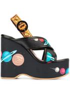Undercover Printed High Wedge Sandals - Black
