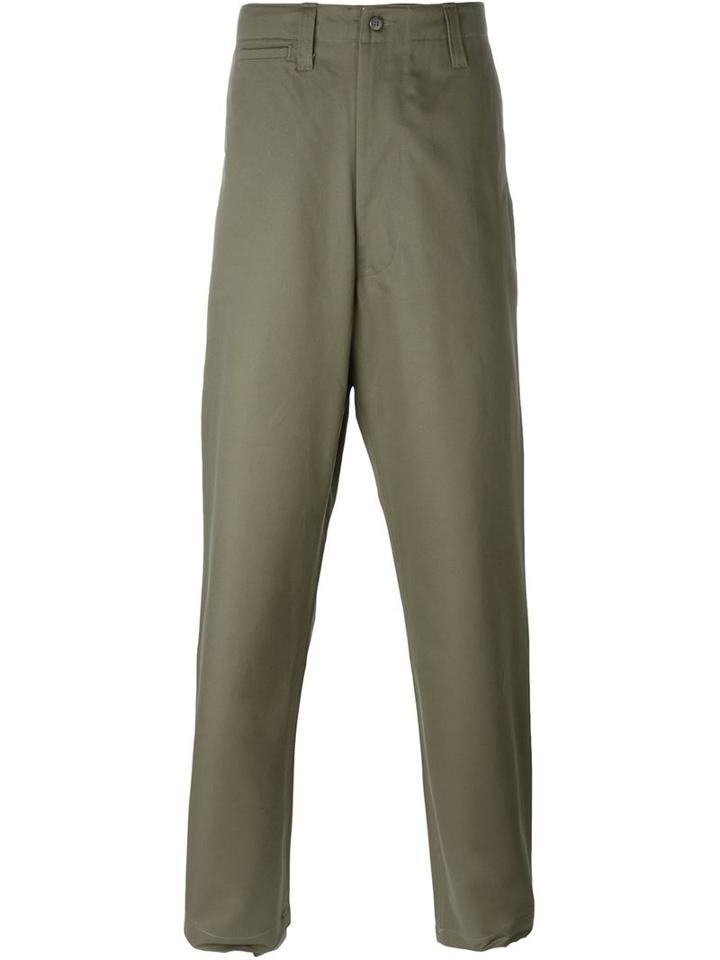 E. Tautz Corefield Wide Leg Trousers, Men's, Size: 34, Green, Cotton