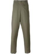E. Tautz Corefield Wide Leg Trousers, Men's, Size: 34, Green, Cotton