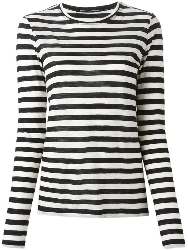 Proenza Schouler Striped T-shirt, Women's, Size: Small, Black, Cotton