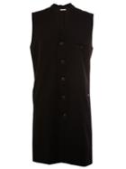 Aganovich Long Button-up Waistcoat, Men's, Size: 48, Black, Wool