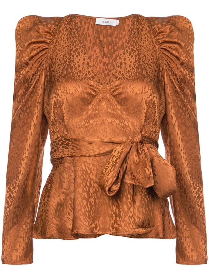A.l.c. Animal Print Ruffle Sleeve Top - Brown