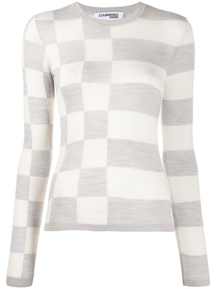 Courrèges Checkered Crew Neck Jumper - Neutrals
