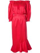 Saloni Ruffle Mini Off-shoulder Dress - Red