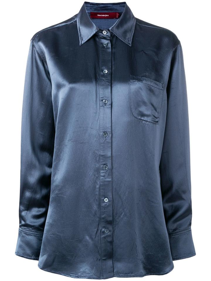 Sies Marjan Sander Washed Satin Shirt - Blue