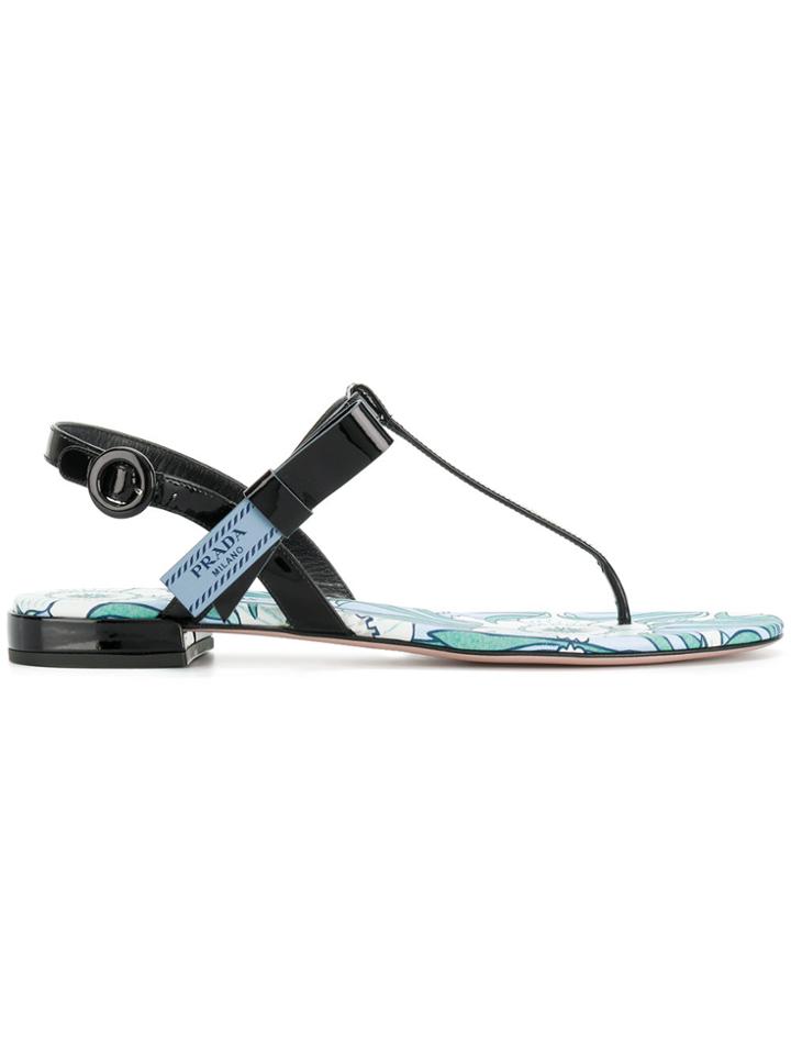 Prada T-bar Sandals - Black
