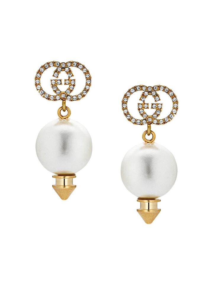 Gucci Gg Faux Pearl Earrings - Gold