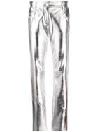 Msgm Shiny Slim-fit Trousers - Silver