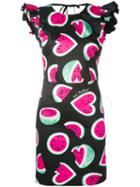 Love Moschino - Watermelon Heart Print Dress - Women - Cotton/spandex/elastane - 40, Black, Cotton/spandex/elastane