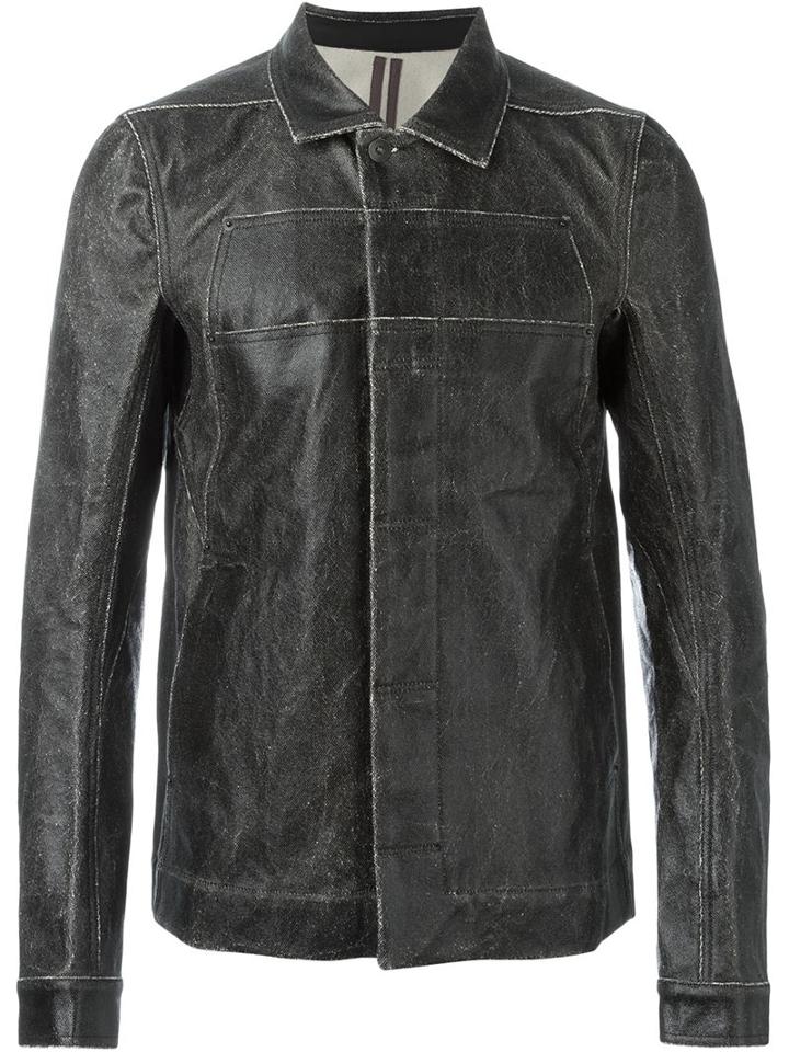Rick Owens Drkshdw Distressed Jacket, Men's, Size: Medium, Black, Cotton/polyamide