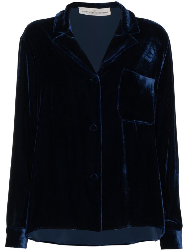 Golden Goose Deluxe Brand Single Breasted Velvet Blazer - Blue