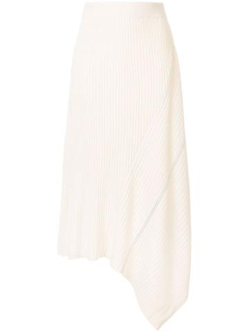 Le Ciel Bleu Asymmetric Knitted Skirt - White