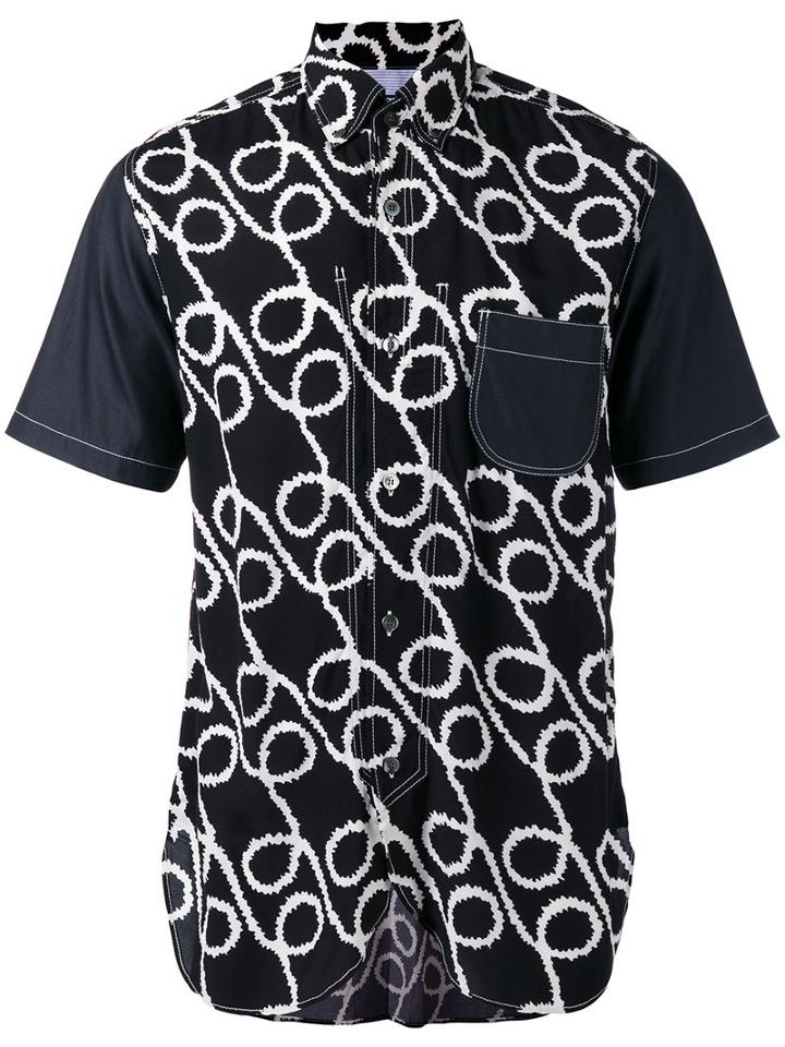 Junya Watanabe Comme Des Garçons Man - Printed Curved Hemline Shirt - Men - Cotton/rayon - S, Black, Cotton/rayon
