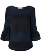 Jucca - Cropped-sleeve Blouse - Women - Linen/flax/viscose - 44, Blue, Linen/flax/viscose