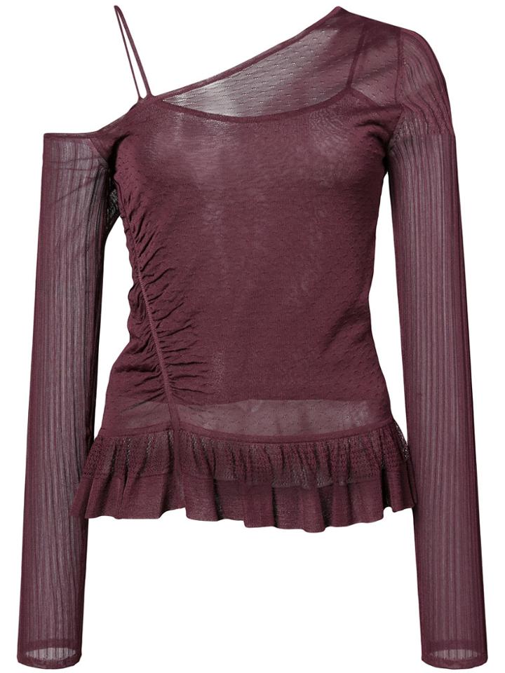 Jason Wu Asymmetric Ruffle Hem Lingerie Knit - Red