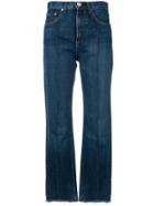 Rag & Bone /jean Pin Tuck Detail Cropped Jeans - Blue
