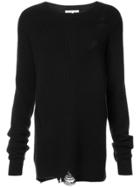 Helmut Lang Distressed Crew Neck Sweater - Black