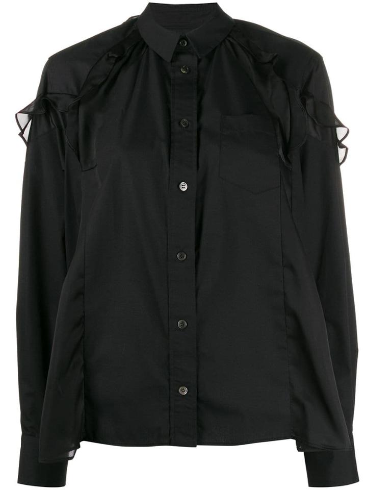 Sacai Ruffle Trim Asymmetric Shirt - Black