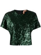 Nº21 Sequinned T-shirt Top - Green