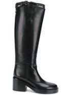 Ann Demeulemeester Buckle Strap Leather Boots - Black