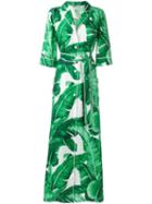 Dolce & Gabbana Banana Leaf Print Dress, Women's, Size: 38, White, Silk