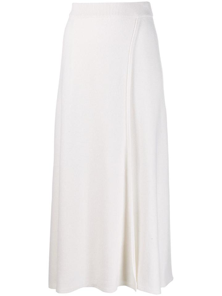 Malo Knitted A-line Skirt - White