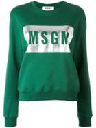 Msgm Metallic Logo Print Sweatshirt, Women's, Size: Medium, Black, Cotton