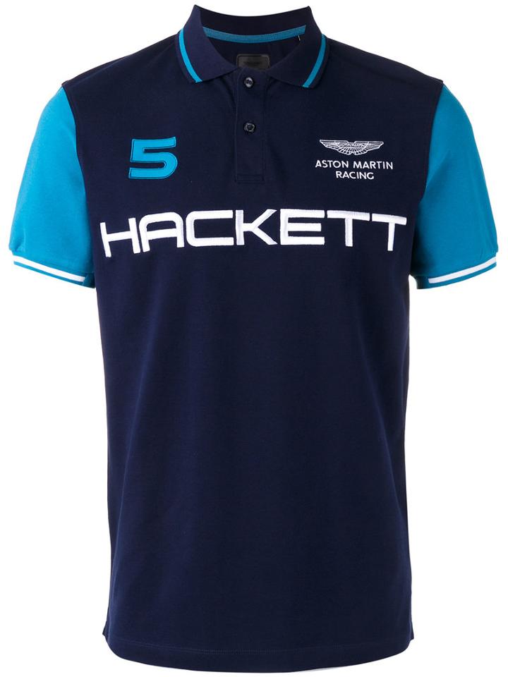 Hackett Brand Print Polo Shirt, Men's, Size: Medium, Blue, Cotton/spandex/elastane