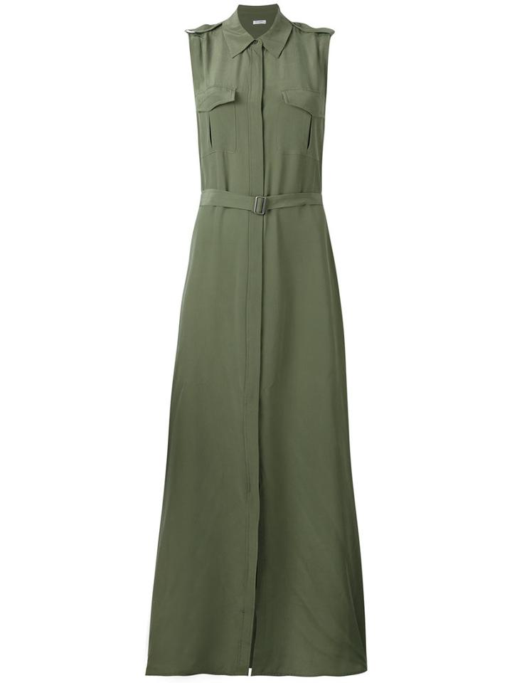Equipment - Belted Shirt Dress - Women - Silk - M, Green, Silk