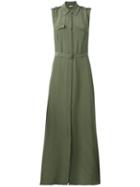 Equipment - Belted Shirt Dress - Women - Silk - M, Green, Silk