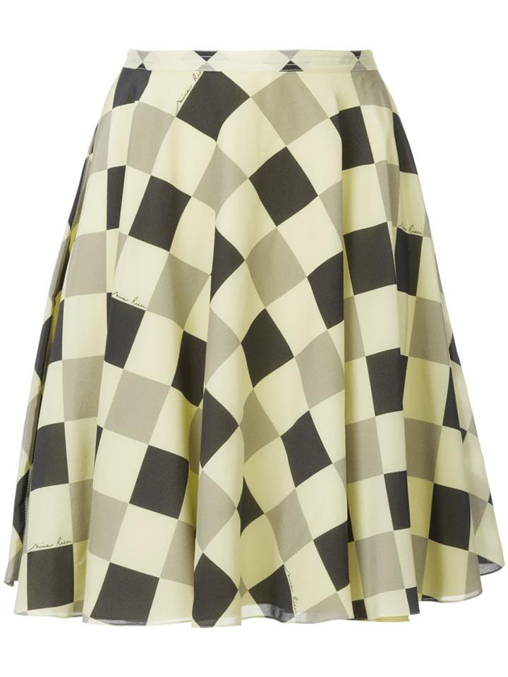 Nina Ricci Geometric Print Circle Skirt - Yellow & Orange