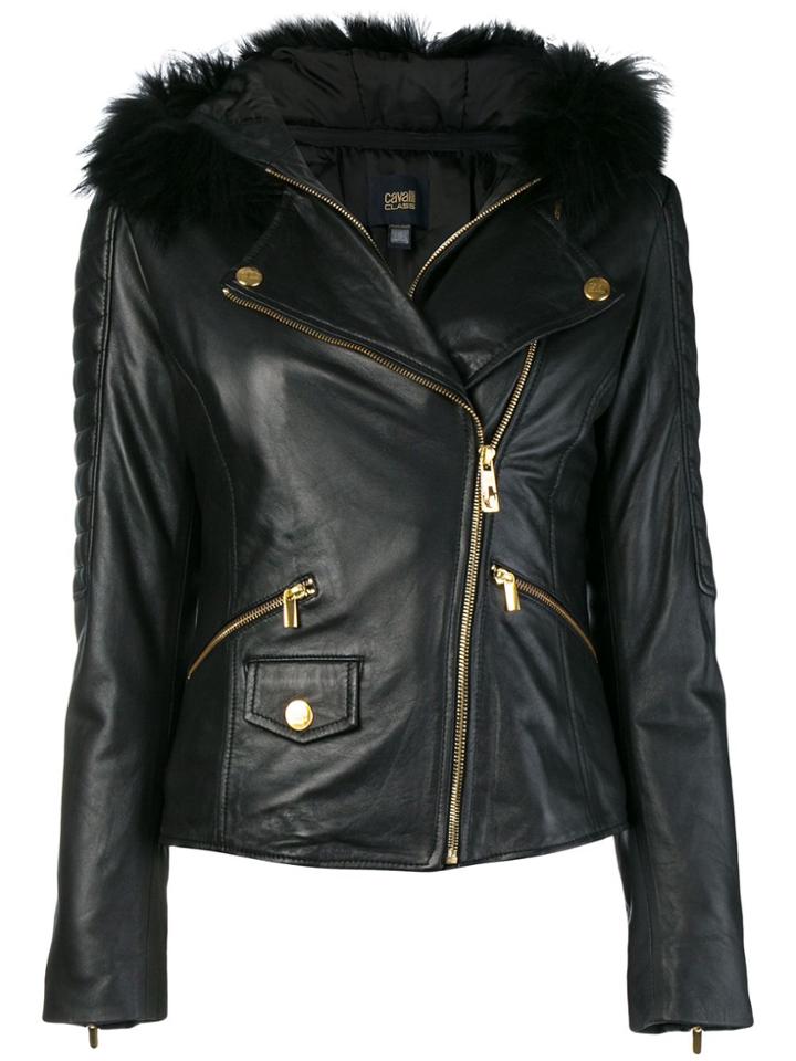 Cavalli Class Fur Collar Jacket - Black
