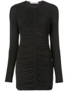 T By Alexander Wang Long-sleeved Ruched Dress - Black