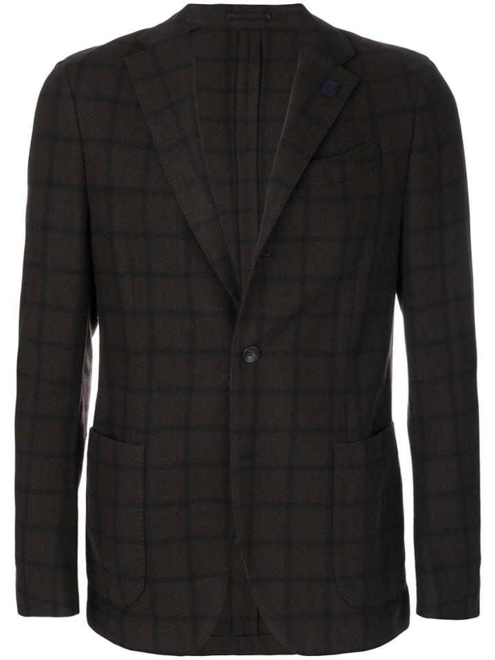 Lardini Windowpane Check Blazer - Brown