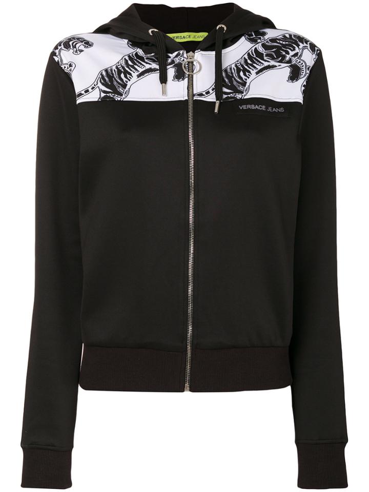 Versace Jeans Printed Hooded Sweater - Black