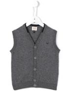 Armani Junior Buttoned Knit Vest, Boy's, Size: 10 Yrs, Grey