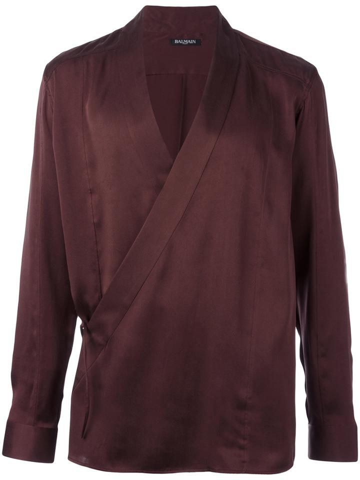 Balmain Wrap Shirt, Men's, Size: 39, Pink/purple, Silk